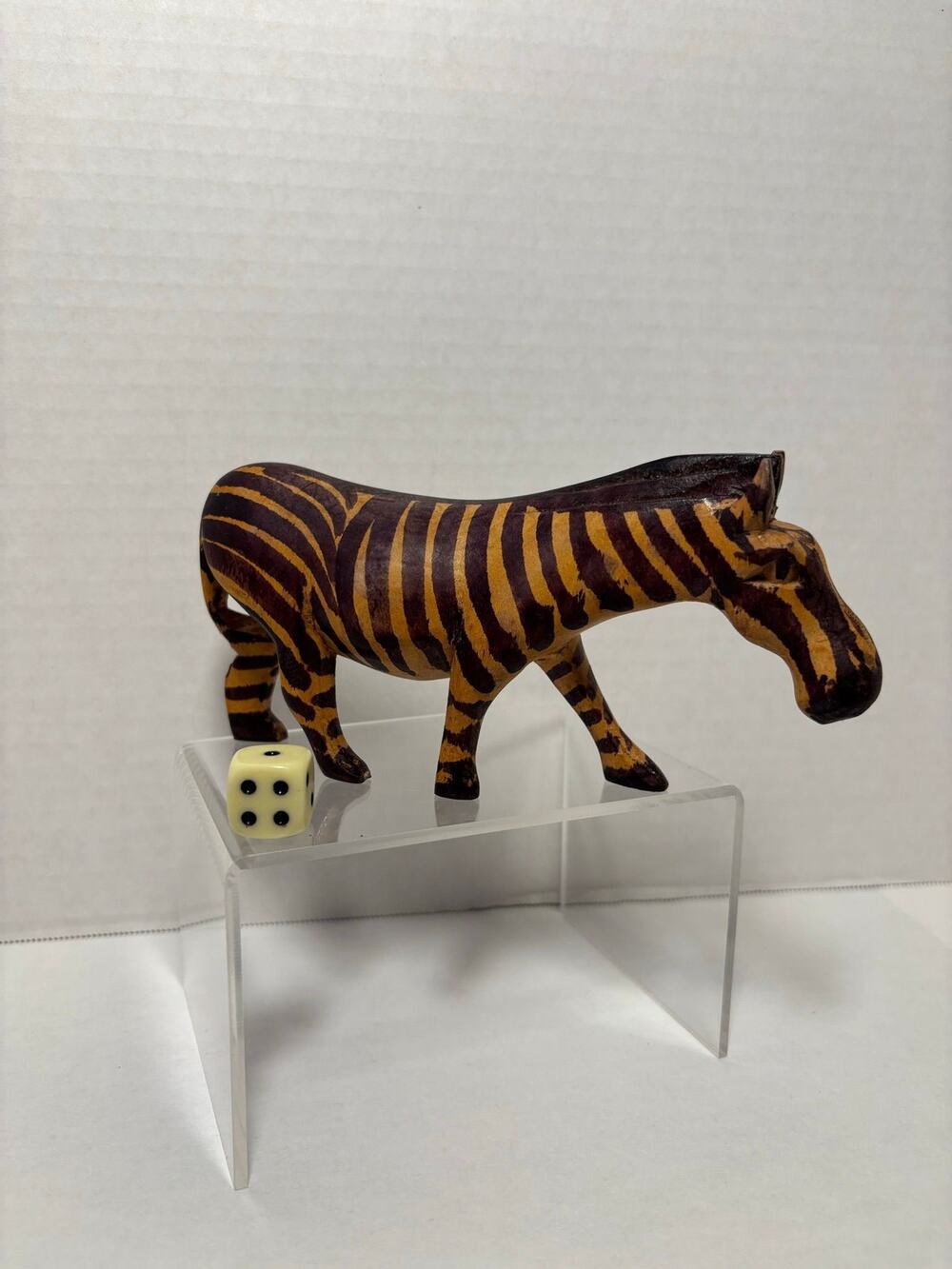 African Art Wooden Zebra Figurine